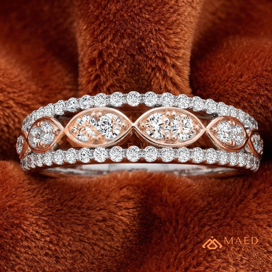 Amara Two-Tone Milgrain Filigree Ring – Available in Silver, 14K Yellow & Rose Gold