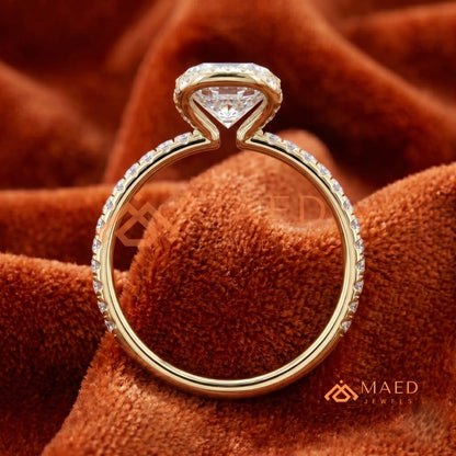 Modern Round Cut Open Arc Halo Engagement Ring in 14K Gold, Rose Gold & Silver