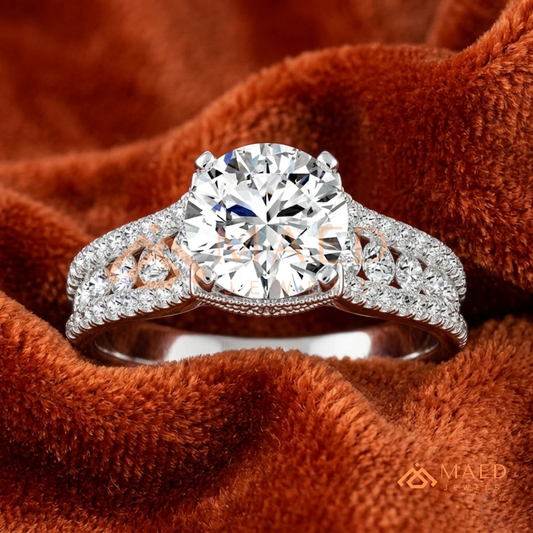 Multi-Row Pavé Split-Shank Engagement Ring – Glamour Diamond Ring