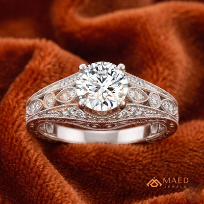 Vintage Filigree Engagement Ring – Art Deco Inspired Diamond Ring