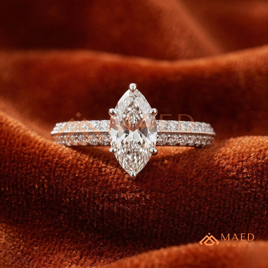 Vintage-Inspired Halo Diamond Simulant Ring in 14K Yellow Gold, Rose Gold & Sterling Silver