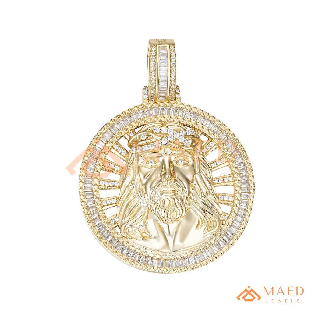 Diamond Jesus Piece Medallion Pendant | 14K Gold, Rose Gold & Sterling Silver