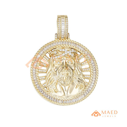 Diamond Jesus Piece Medallion Pendant | 14K Gold, Rose Gold & Sterling Silver