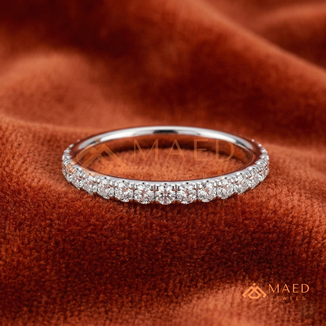 Petite Open Marquise Twist Diamond Wedding Band | Curved Bypass Stacking Ring in Silver, 14K Gold, & Rose Gold