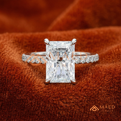 Radiant Cut Diamond Hidden Halo Engagement Ring in 14K Gold, Rose Gold & Silver