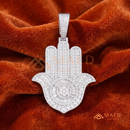 Iced Out Hamsa Hand Statement Pendant – Protective Symbol Medallion
