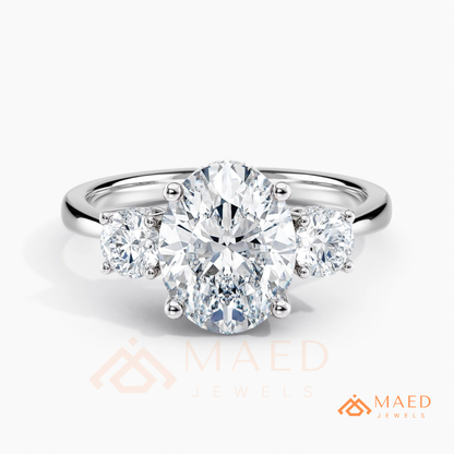 : Oval Cut 3-Stone Engagement Ring in Sterling Silver, 14K Gold & 14K Rose Gold