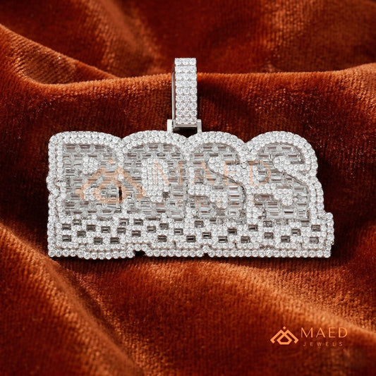 BOSS Luxury Diamond Letter Pendant - Sterling Silver, 14K Gold & Rose Gold