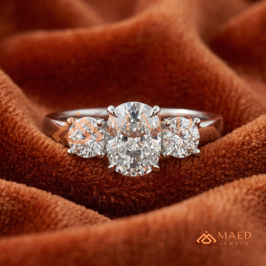 Classic Oval 3-Stone Trilogy Engagement Ring in Gold, Rose Gold & Silver