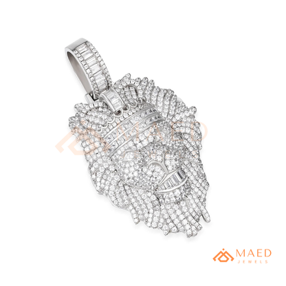 Iced Out King Lion Head Pendant – 14K Gold, Rose Gold & Silver Baguette Crown Hip Hop Charm