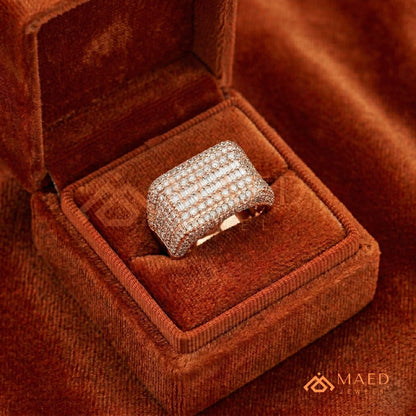 Heavy Iced Rounded Cluster Dome Ring – 925 Silver, 14K Gold & Rose Gold