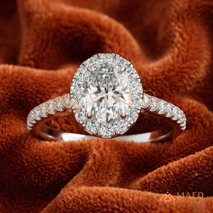 Majestic Oval Brilliant Halo Ring in 14K Yellow Gold, Rose Gold & Sterling Silver