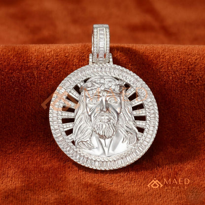 Diamond Jesus Piece Medallion Pendant | 14K Gold, Rose Gold & Sterling Silver