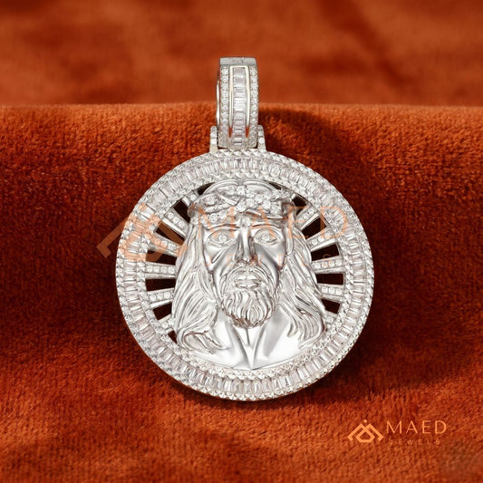 Diamond Jesus Piece Medallion Pendant | 14K Gold, Rose Gold & Sterling Silver