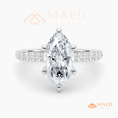 Vintage Marquise Cut Pavé Engagement Ring in Gold, Rose Gold  & Silver