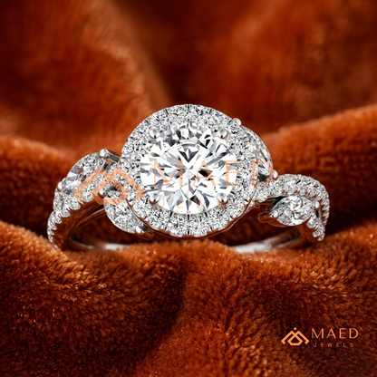 Radiant Cut Double Halo Engagement Ring with Twisted Shank