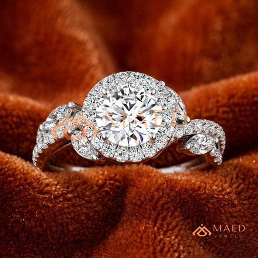 Radiant Cut Double Halo Engagement Ring with Twisted Shank