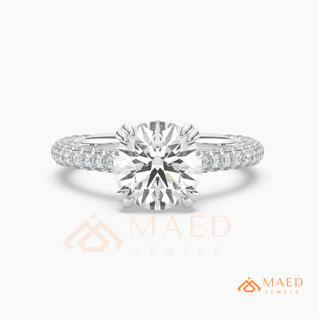 Nature-Inspired Radiant Cut Three-Stone Engagement Ring with Thorn Band in Silver, 14K Gold & Rose Gold