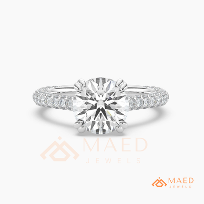 Nature-Inspired Radiant Cut Three-Stone Engagement Ring with Thorn Band in Silver, 14K Gold & Rose Gold