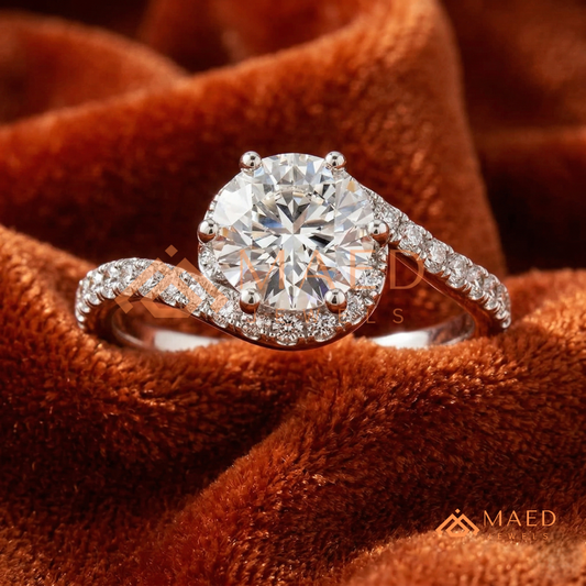 Ethereal Swirl Halo [Gemstone Type] Ring in 14K Yellow Gold, Rose Gold & Silver