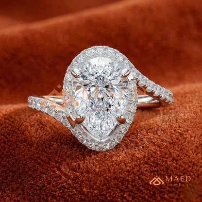 Pear Cut Halo Bypass Engagement Ring in Sterling Silver, 14K Gold & 14K Rose Gold