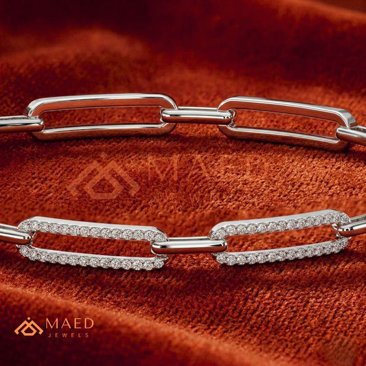 Diamond Paperclip Link Bracelet