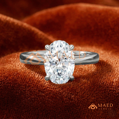 Classic Oval Cut Moissanite Solitaire Ring | 14K Gold, Rose Gold & Sterling Silver Engagement Ring for Women