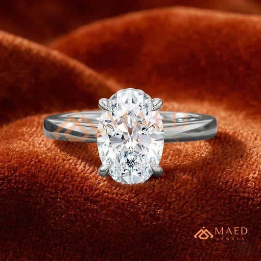 Classic Oval Cut Moissanite Solitaire Ring | 14K Gold, Rose Gold & Sterling Silver Engagement Ring for Women