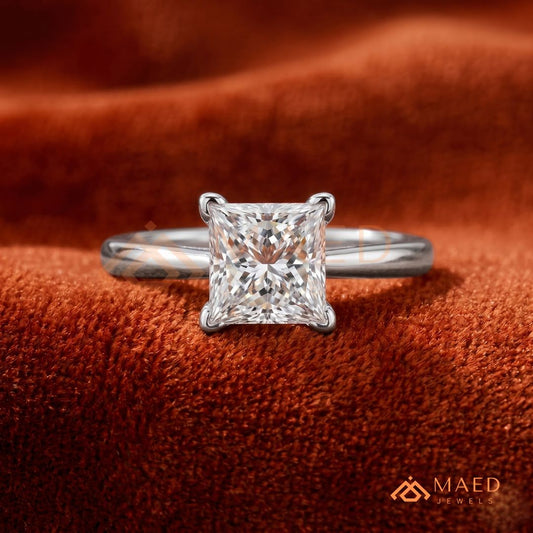 Classic Princess Cut Solitaire Engagement Ring | 14k Gold, Rose Gold & Sterling Silver
