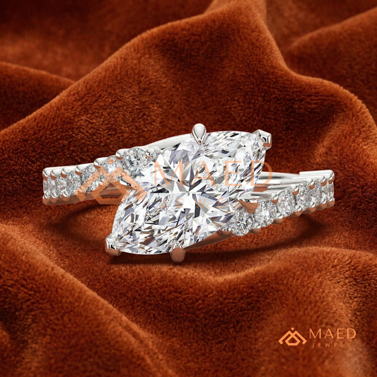 Marquise Cut Diamond Bypass Engagement Ring in Sterling Silver, 14K Gold, & 14K Rose Gold