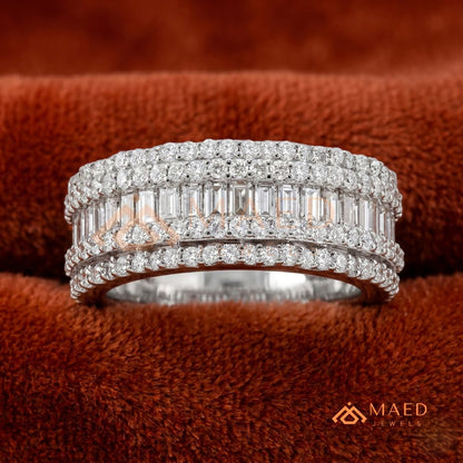 5-Row Hybrid Eternity Cigar Ring – Silver, 14K Yellow & Rose Gold