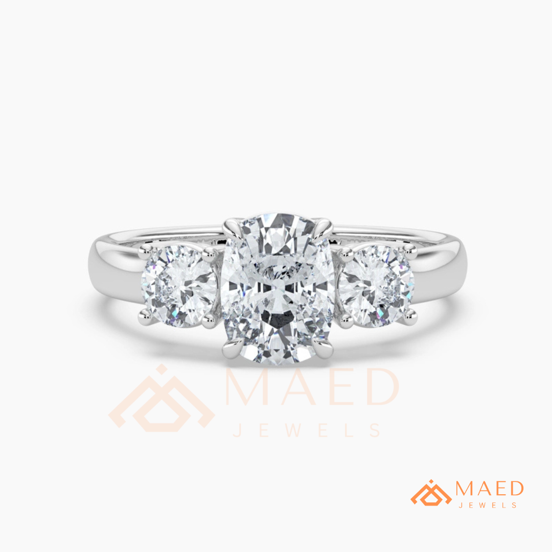 Classic Oval 3-Stone Trilogy Engagement Ring in Gold, Rose Gold & Silver
