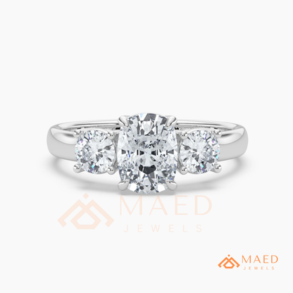 Classic Oval 3-Stone Trilogy Engagement Ring in Gold, Rose Gold & Silver
