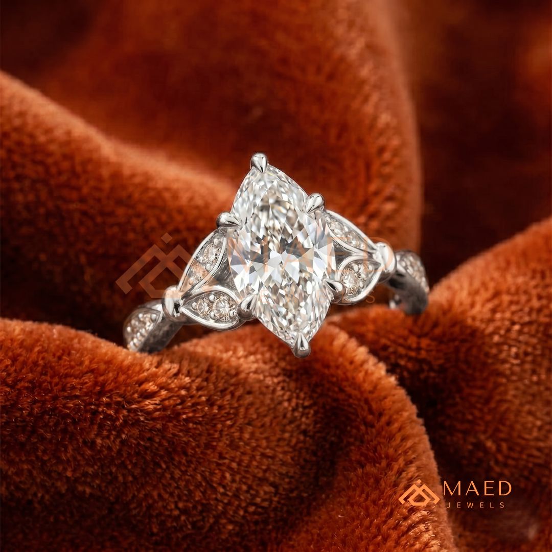 The Grace Radiant Cut Solitaire Engagement Ring with Pave Twist Band in Silver, 14K Gold & 14K Rose Gold