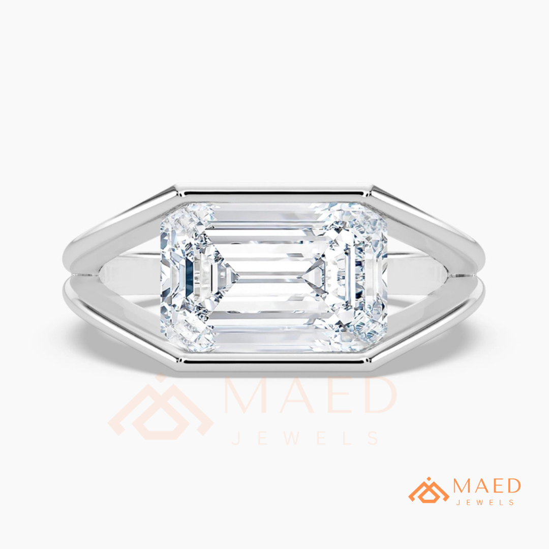 Nature-Inspired Radiant Cut Three-Stone Engagement Ring with Thorn Band in Silver, 14K Gold & Rose Gold