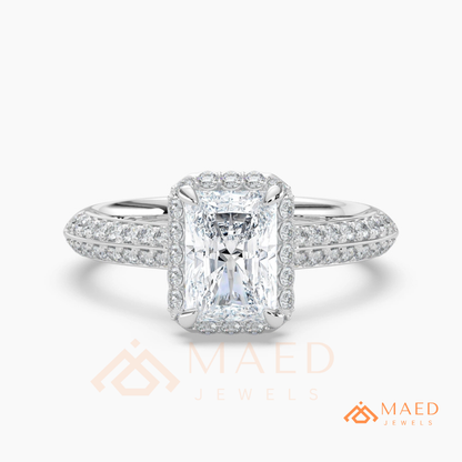 Classic Round 3-Stone Engagement Ring with Twisted Pavé Band