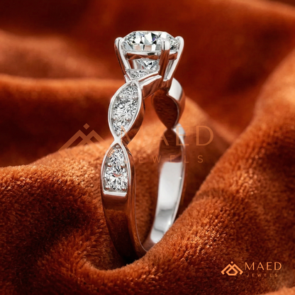 Marquise Accent Solitaire Engagement Ring – Minimalist Diamond Ring