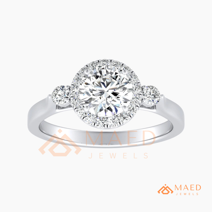 Majestic Oval Halo Diamond Simulant Ring in 14K Yellow Gold, Rose Gold & Sterling Silver