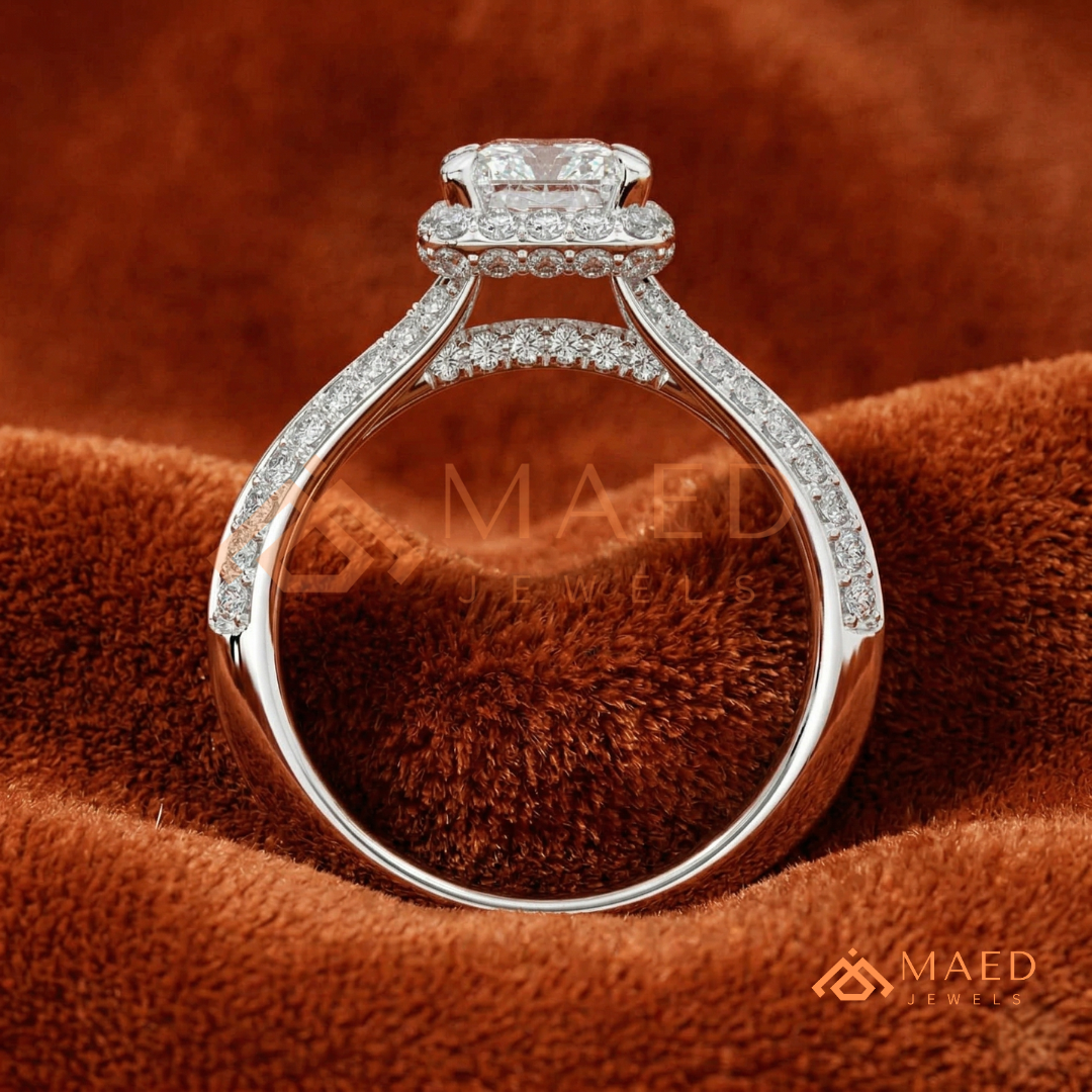 Classic Round 3-Stone Engagement Ring with Twisted Pavé Band