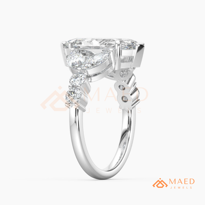 Marquise Cut Leaf Cluster Engagement Ring | 14k Gold, Rose Gold & Sterling Silver