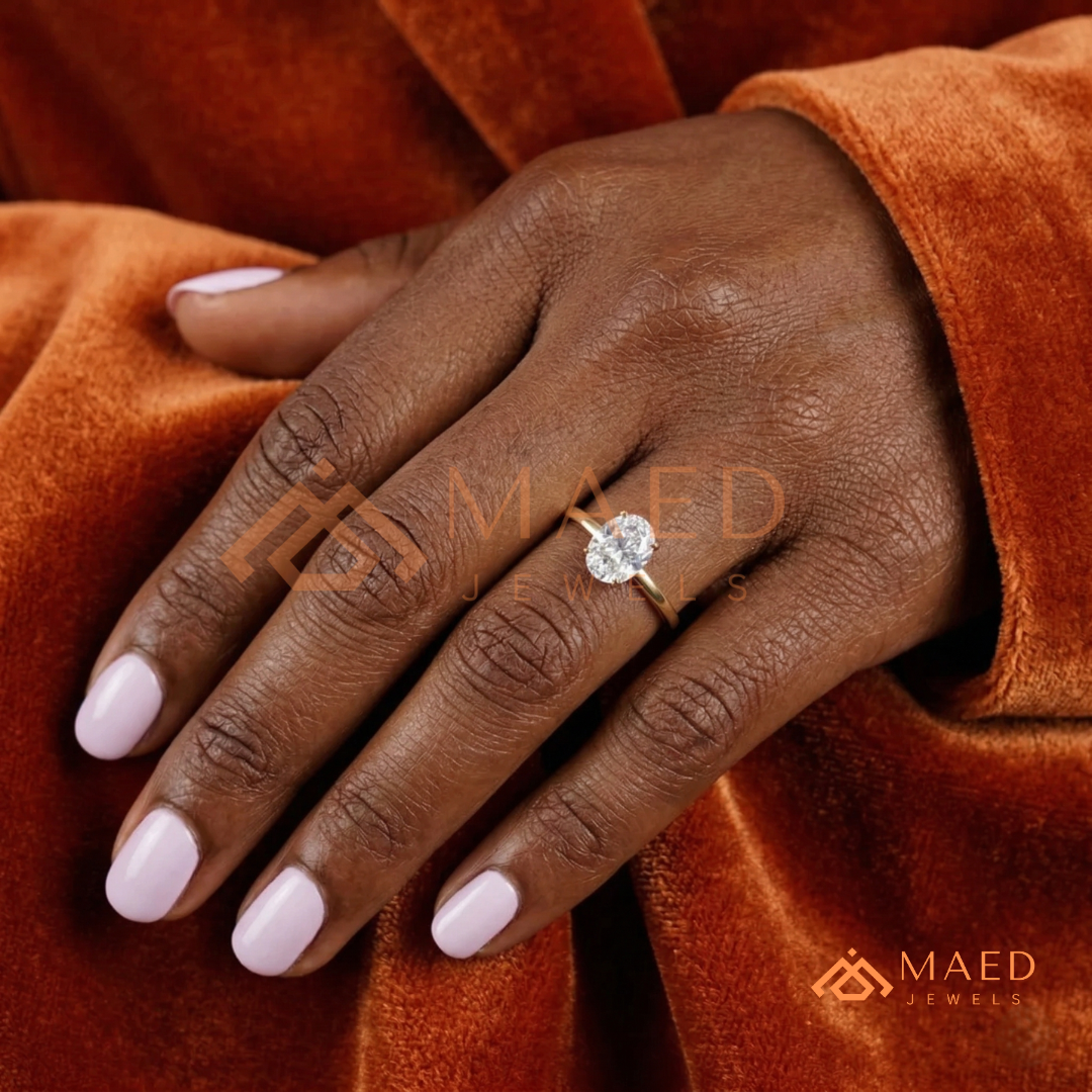 The Victoria Oval Cut Solitaire Ring | Silver, 14K Yellow, & Rose Gold