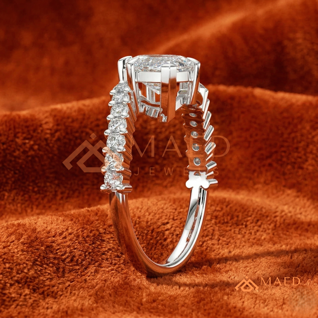 Marquise Cut Diamond Bypass Engagement Ring in Sterling Silver, 14K Gold, & 14K Rose Gold