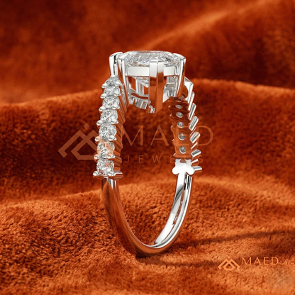 Marquise Cut Diamond Bypass Engagement Ring in Sterling Silver, 14K Gold, & 14K Rose Gold