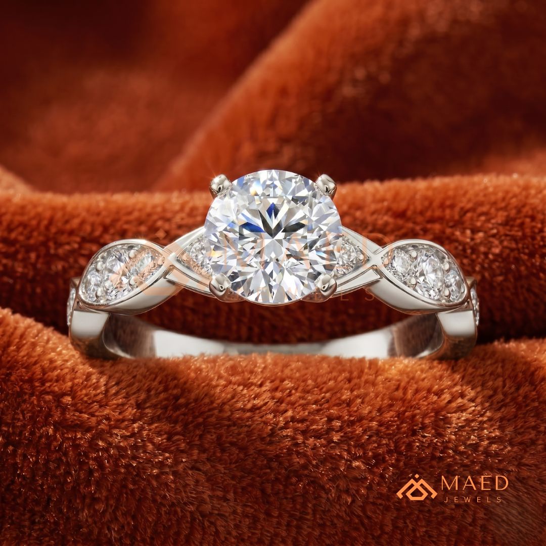 Marquise Accent Solitaire Engagement Ring – Minimalist Diamond Ring