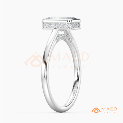 Radiant Cut Diamond Bezel Solitaire Ring | 14k Gold, Rose Gold & Sterling Silver