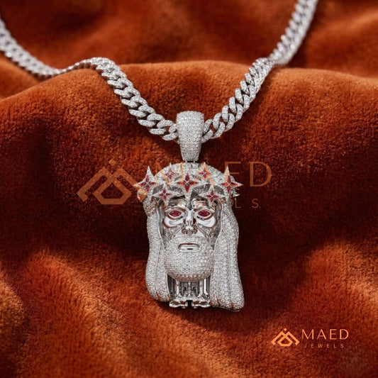 Fully Flooded Jesus Head Statement Charm – Crown of Thorns Hip Hop Pendant