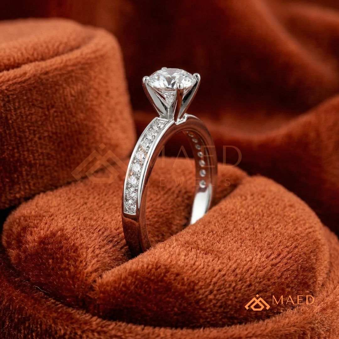 Princess Cut Diamond Engagement Ring | 14k Gold, Rose Gold & Sterling Silver Sparkle Solitaire Accented Band