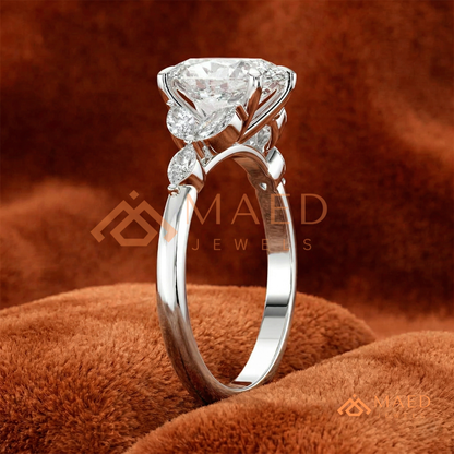 Oval Cut Marquise Cluster Engagement Ring | Nature Inspired Floral Wedding Ring | 14K Gold, Rose Gold & Sterling Silver