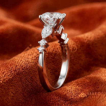 Devotion Oval and Pear Cut Multi-Stone Ring in 14K Yellow Gold, Rose Gold & Silver