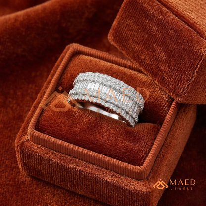 5-Row Hybrid Eternity Cigar Ring – Silver, 14K Yellow & Rose Gold